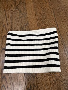 Striped Knit Tube Skirt - Black & White